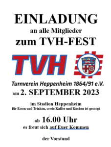 Einladung zum Sommerfest des TV Heppenheim 2023