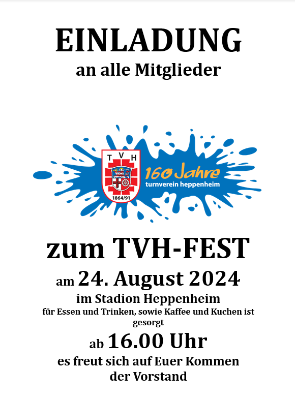 Mehr über den Artikel erfahren Einladung zum Sommerfest des TV Heppenheim 2024